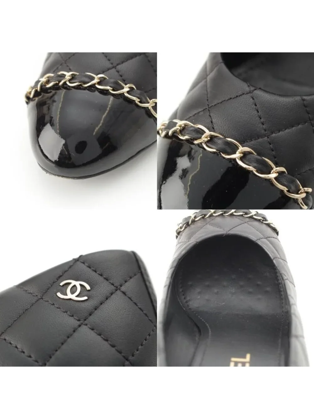 Chanel Quilted Leather CC Logo Pumps Heels Black 38c